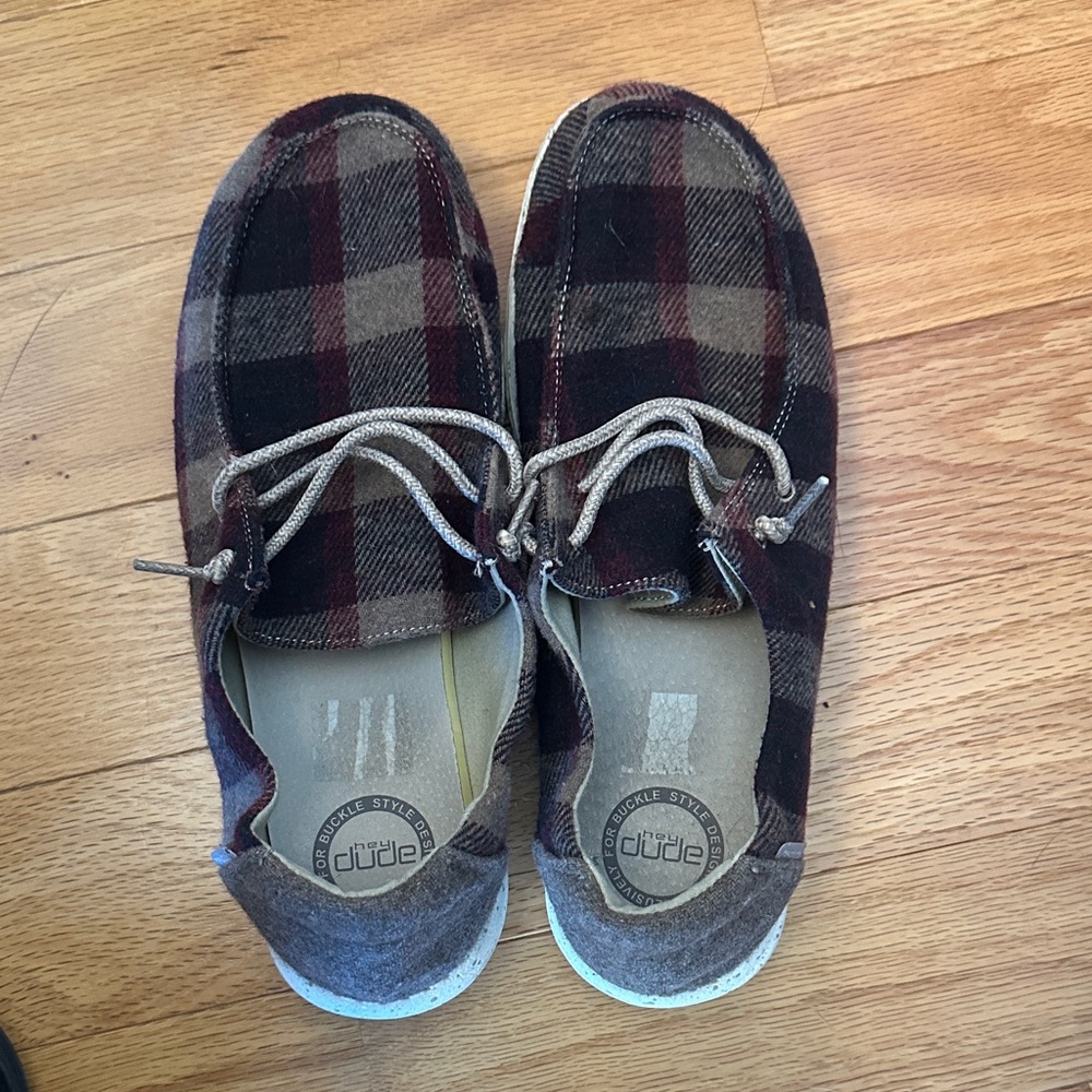 Hey Dude Plaid Casual Shoes - Brown and Black
